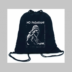 No Pasaran!  ľahké sťahovacie vrecko ( batoh / vak ) s čiernou šnúrkou, 100% bavlna 100 g/m2, rozmery cca. 37 x 41 cm